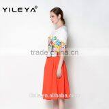 Hot Sell o Neck Floral Half Sleeve Latest Skirt and Blouse for Women thumbnail-3