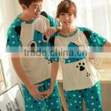 2015 Wholesale Blue Couple Summer Pajama Set thumbnail-2