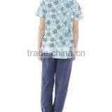Printed Medical Workwear Mock Wrap Unifrom Set Oem Service Supply thumbnail-3