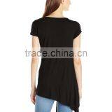 Women's Scoop Neck Asymetrical HemCotton/Viscose Knit Top/Dress Shirt thumbnail-6