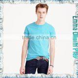 2017 Blue Single Chest Pocket O Neck T Shirts for Men thumbnail-1