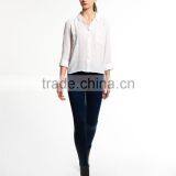 2017 Guangzhou Shandao Custom Elegant Autumn New White Cotton Long Sleeve Loose Ladies Blouse Collar Design thumbnail-5