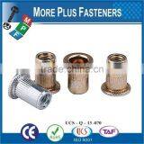 Made in Taiwan Flange Head Knurled Body Flat Head Strong Brass Antique Brass Knurled Rivet Nut