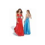 Evening Dresses, Jeweled Straps Support Plunging Bodice With Bands of Stones and Crystal thumbnail-1