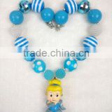 Top Cinderella Necklace Wholesale Girls Princess Chunky Cartoon Character Kids Jewelry Baby Chunky Necklace