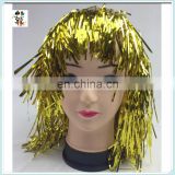 Cheap Carnival Party Unisex Short Gold Tinsel Wigs HPC-0053