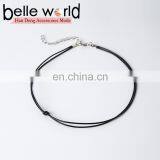 Fashion Simple Chocker Necklaces Black Leather Knot Thin Choker Necklace thumbnail-1