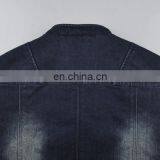Lastest Design Mens Spring Denim Varisty Jacket With Leather Sleeves thumbnail-5