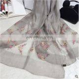 New Spring Section of High-grade Silk Wool Elegant Peach Pattern Breathable Thin Embroidery Shawl Female Scarf thumbnail-6