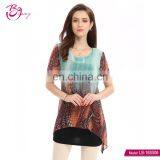 The Latest Style Printed Type Of Chiffon Ladies Blouse Design