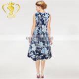 Wholesale Girl Fashion Beautiful Flower Printed Sleeveless Lady Summer Dresses for Mid Aged Women thumbnail-2
