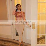 LAITE D2182 2020 Autumn&winter Fashion Contrast Color Printed Women Maxi Dresses Casual Dresses thumbnail-6