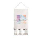 2019 New Design Wooden Beads Decorative Custom Printed Art Wall Tapestry With Tassels thumbnail-3