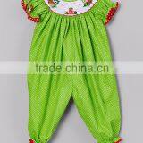 Lime Owl Dot Hand Smocked Children Clothing Wholesale thumbnail-1
