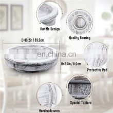 Factory Sale Multifunctional 13 Inch Distressed Wooden Round Tray Wood Lazy Susan Turntable thumbnail-5