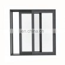 High Quality Frame Profile Aluminum Alloy Three Track Modern House Black Double Glass Sliding Window thumbnail-1