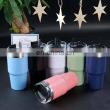 Metal Stainless Steel Insulated Vaccumm Travel Mug Tumbler With Straw and Handle for Coffee and Beer thumbnail-4