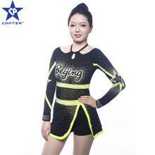 China Factory OEM Cheer Costumes Custom Rhinestones Long Sleeve Cheerleading Uniforms For Women thumbnail-4