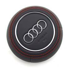For Audi A4 B9 Audi Logo Leather Steering Wheel Airbag Cover Trim Cover White Stitching Red/Black Stitching thumbnail-3