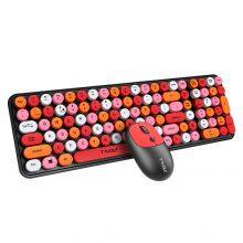 TWOLF TF350 Wireless Keyboard and Mouse Combo Colorful Keyboard Mouse Set With Round Keycaps Cute Wireless Mouse for Laptop PC