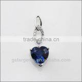 New Sapphire 925 Sterling Silver Created Blue Sapphire Pendant Rhodium Plated Necklace Heart Cubic Zirconia thumbnail-1