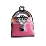 Cute PINK Style Big Handbag bag charm Crystal Bow Charm Pendant Wholesale Pink hand bag pendant with diamond