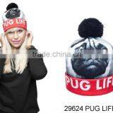 2015 Latest Top Selling Pug Cartoon Characters Beanie Hat Printed 3d Beanie thumbnail-1