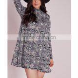 Factory Price Plus Size Floral Jersey Swing Dress thumbnail-3