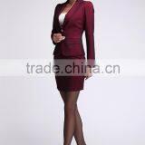 2015 Latest Wine Red Short Skirt Suits for Women thumbnail-3