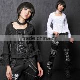Black Square Collar Long Sleeves Cotton Lolita T-shirt 61181