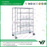 2015 Hot Sell NSF 48x14 Inch 5 Layer Chrome Wire Tire Shelf With 4 Inch Wehels(YB-WS051) thumbnail-2