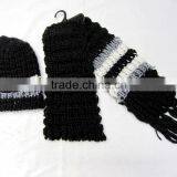Wholesale Fashion Color Stripes Knitted Set Scarf and Hat