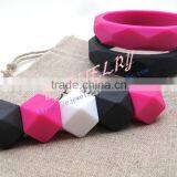 Multicolor Hexagon Teething Beads Necklace Silicone Teething Necklace Wholesale TN018 thumbnail-4