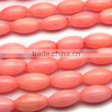 5*12mm natural oil dyed pink coral rice shape beads for wholesale