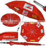 Red Top Quality Automatic Advertising Dual Layers Aluminum Golf Umbrella thumbnail-1