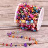 Mix Stone Multi Color Wire Wrapped Beaded Rosary Chain Faceted Chip Gem Stone Beads Jewelry Chain for Necklace Making thumbnail-2