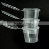 1 oz Hinged Clear Round Plastic Sauce Cups With Lids 25ml