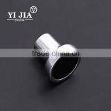 1 1/9 Inch Zinc Base Chrome Plated Jet Black Glass Knob