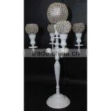 5 Arm Crystal Candelabra/Crystal Ball Candelabra, Candelabra, White Candelabra, Wedding Candelabra, Wedding