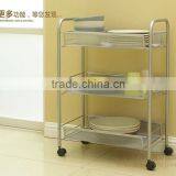 Metal Mesh Trolly Organizer Shelves Handle Portable Storage Rack thumbnail-3