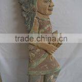 Antique Wooden Carving Indian Wall Relief Decoration, Relief Wall Sculpture thumbnail-1