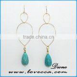 Natural Gemstone Earring Stud Jewelry Real Turquoise Green Stone Earring thumbnail-1