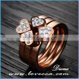 Wholesale Bulk Sale Heart Shaped Rose Gold Plating Stainless Steel Ring Women Jewelry thumbnail-2