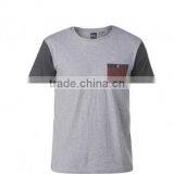 high quality fashion bulk wholesale gray men pure cotton t shirt with pocket