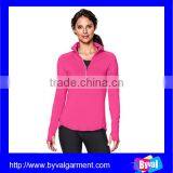 Custom Ladies Running Wear Dry Fit Sport t Shirt Gym Clothing Breathable Half Zip Shirts thumbnail-2