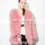 2016 Hot Sale Sweetangel Ostrich Wool Fur Wool Large Size Women Coat Feather Fur Women Jacket Womens Winter Overwear thumbnail-4