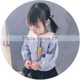 S17735A Autumn Spring Baby Girls Checked Ruched Collar Blouses thumbnail-3