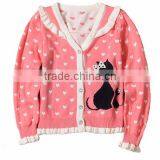 2015 New Design Girl Cardigan Sweater Scallop Trim Children Wear Cardigan thumbnail-3