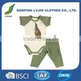 100% Cotton Newborn Baby Clothes Set- 2 Pieces Baby Bodysuit and Pant thumbnail-1