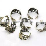 Antique Bronze Adjustable Filigree Ring Settings 18.3mm US 8 Ring Setting thumbnail-3
